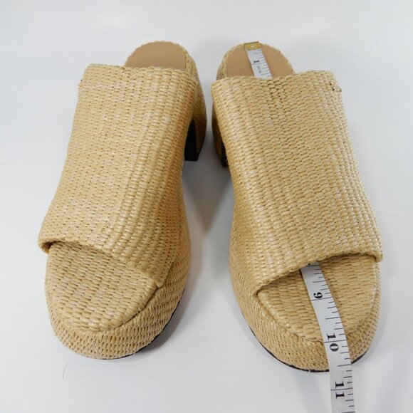 GANNI Butterfly Raffia Platform Mules Heeled Sandals Size 38 8 Natural NEW $425 - Picture 14 of 15